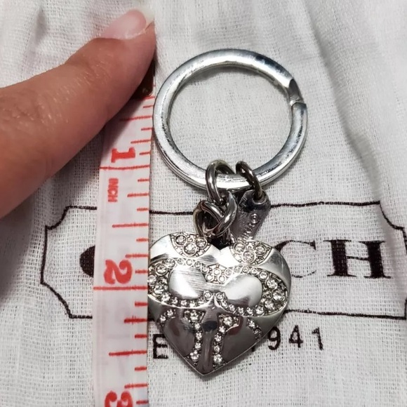 Coach Pave Rhinestone Heart Picture Locket Keychain - Picture 8 of 9